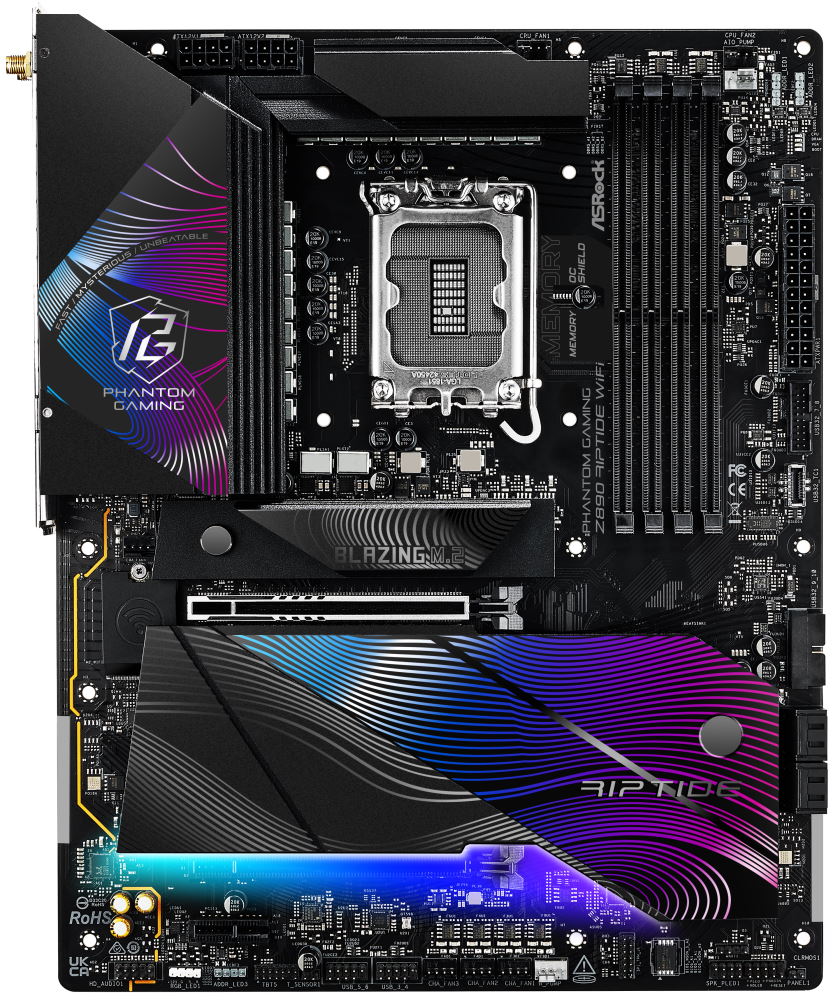 ASRock Z890 Riptide WiFi / Intel Z890 / LGA1851 / 4x DDR5 / 5x M.2 / HDMI / 2x Thunderbolt 4 / WiFi / ATX